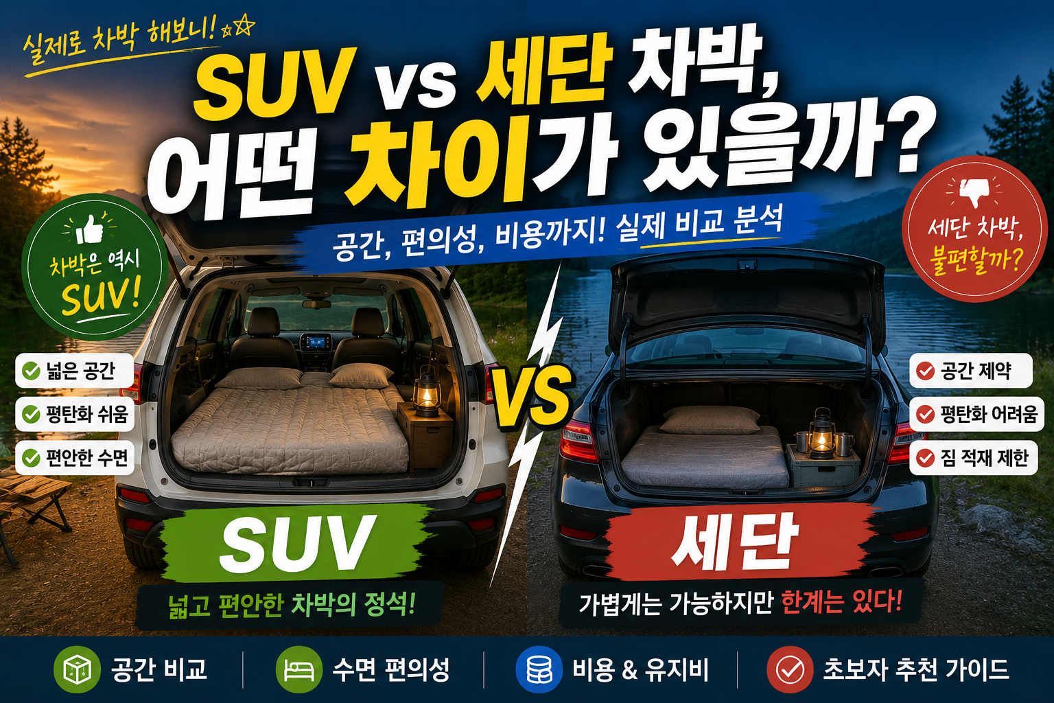 SUV vs 세단 차박, 실제 해보니 어떤 차이가 있을까