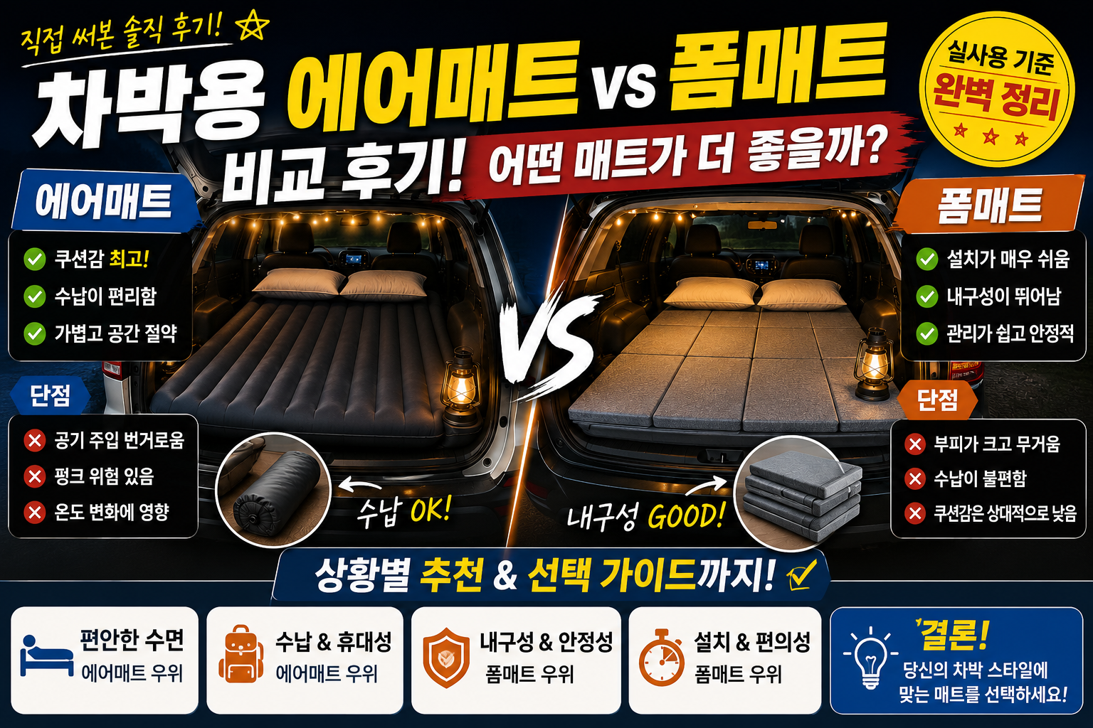 차박용 에어매트 vs 폼매트 비교 후기