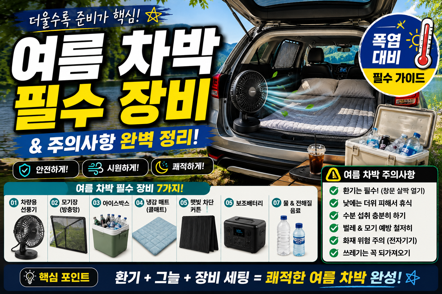 여름 차박 시 꼭 필요한 장비와 주의사항