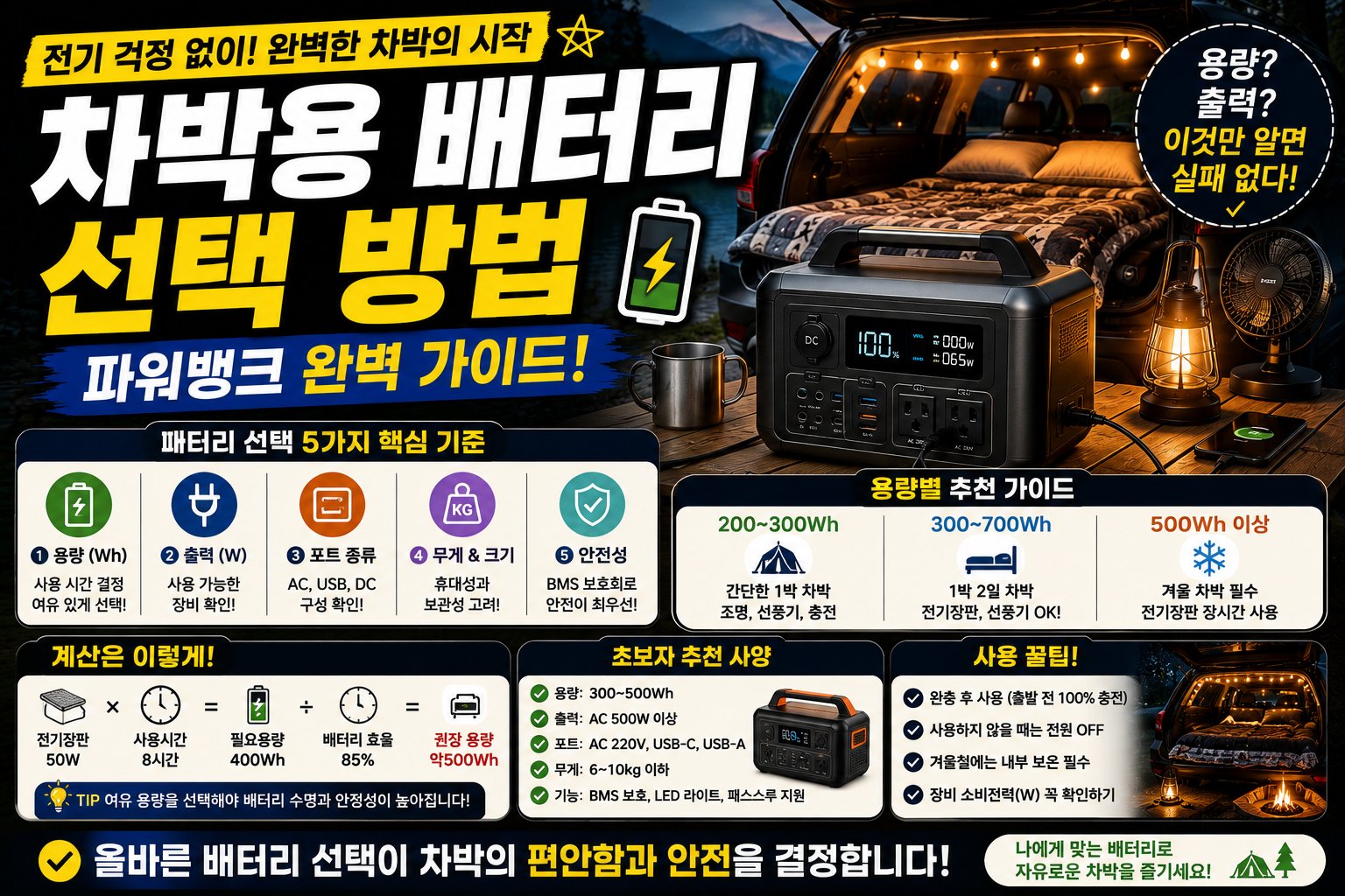 차박용 배터리 선택 방법과 추천 기준